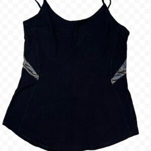 Samantha Chang Black Cotton Silver Appliqué Italian Fabric Camisole Size M